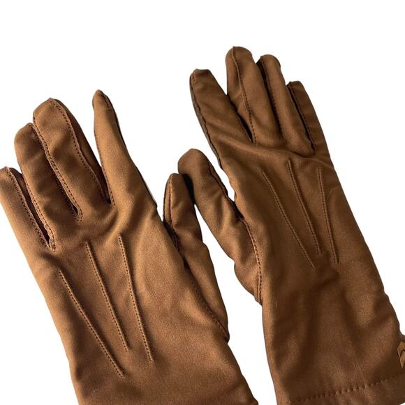 Vintage 80s Isotoner Brown Nylon Leather Driving Gloves S/M Lightweight Soft - Picture 15 of 16